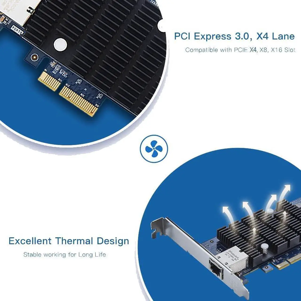 Alt view image 5 of 7 - 10Gb RJ45 PCI-E Network Card NIC, Compare to X550-T1, with Intel X550-AT Chip, Single RJ45 Port, PCI Express 3.0 X4, Ethernet Converged Network Adapter Support Windows/Linux/VMware