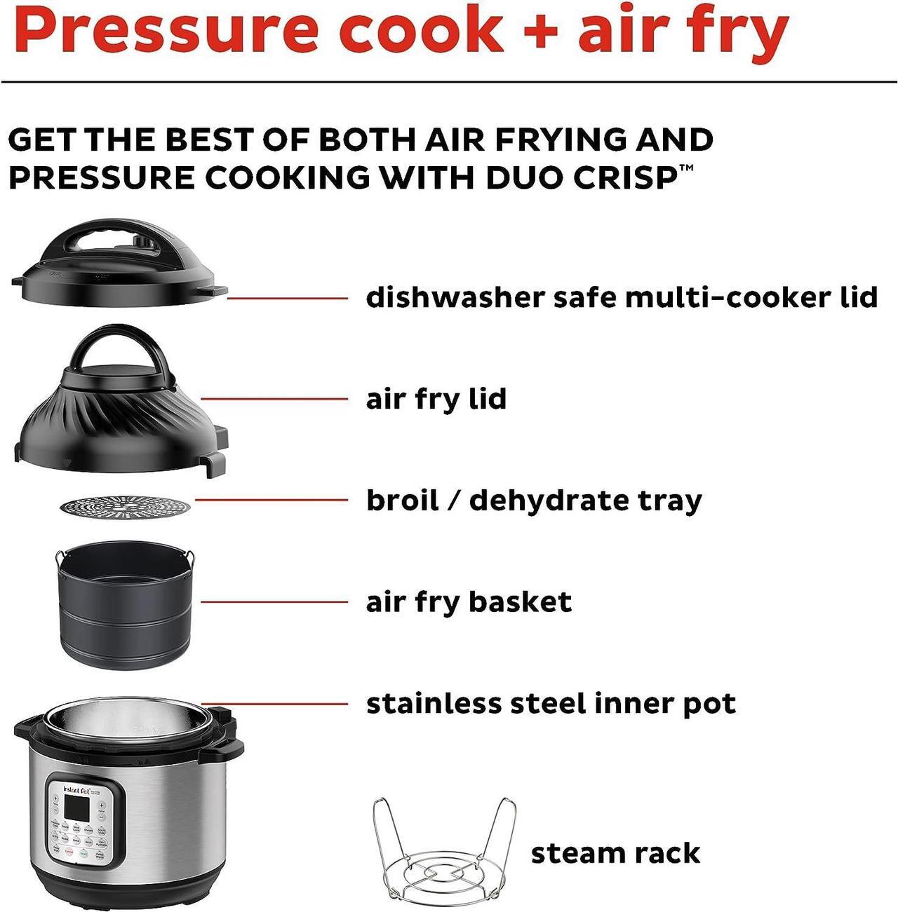 Alt view image 6 of 7 - Instant Pot Duo Crisp 11-in-1 Air Fryer and Electric Pressure Cooker Combo with Multicooker Lids that Fries, Steams, Slow Cooks, Sautés, Dehydrates, & More, Free App With Over 800 Recipes, 8 Quart