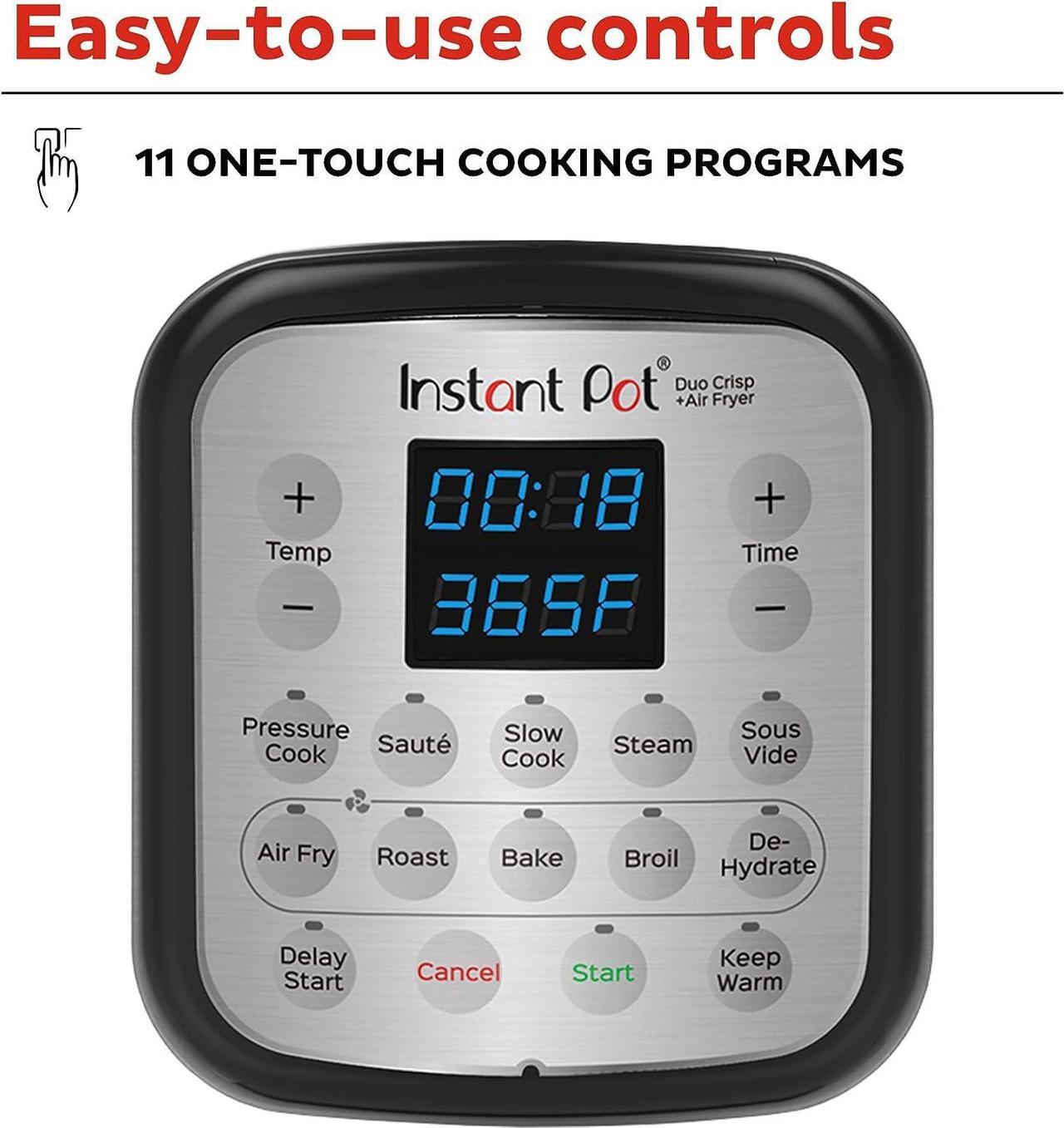 Alt view image 4 of 7 - Instant Pot Duo Crisp 11-in-1 Air Fryer and Electric Pressure Cooker Combo with Multicooker Lids that Fries, Steams, Slow Cooks, Sautés, Dehydrates, & More, Free App With Over 800 Recipes, 8 Quart