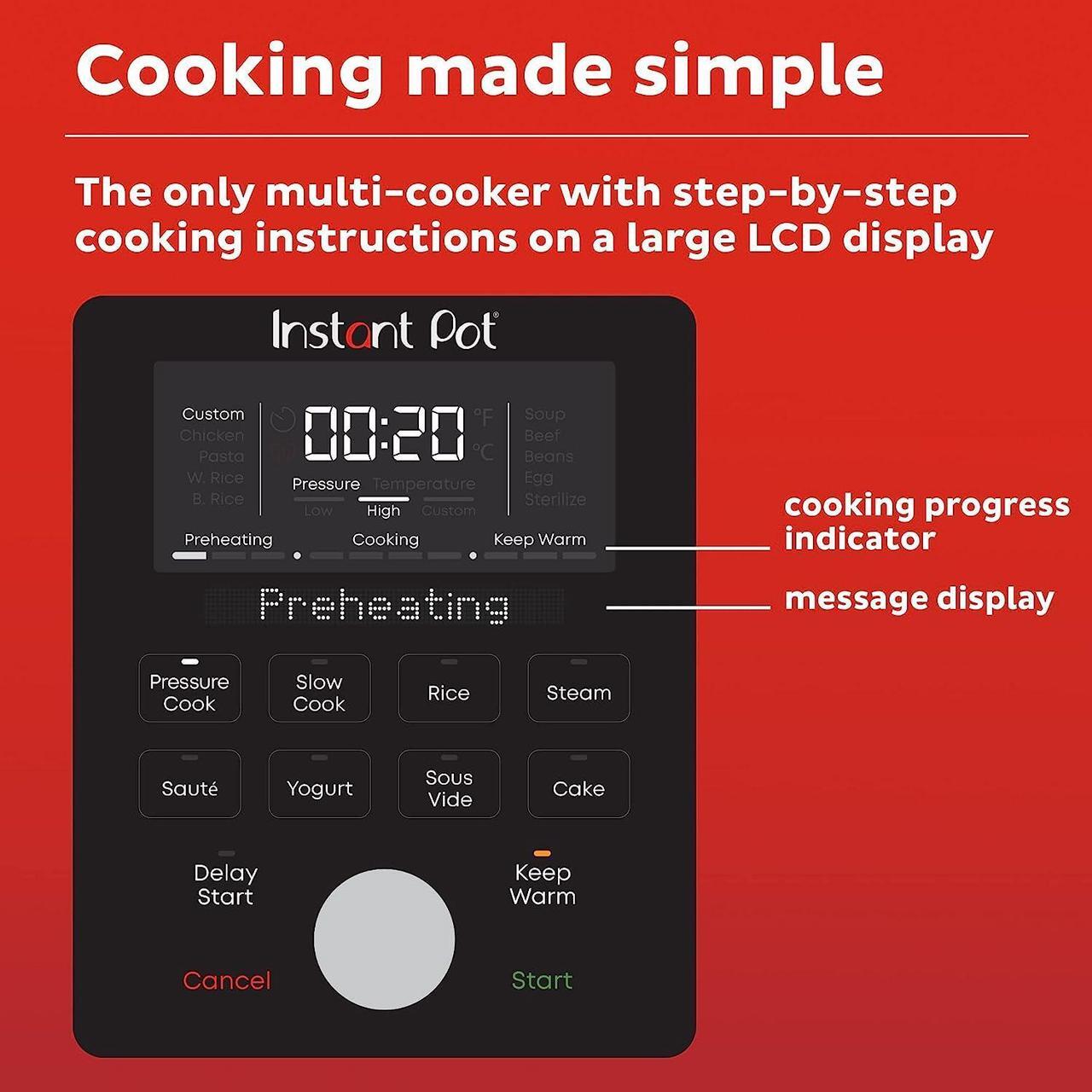 Alt view image 4 of 7 - Instant Pot Duo Plus, 8-Quart Whisper Quiet 9-in-1 Electric Pressure Cooker, Slow Rice Cooker, Steamer, Sauté, Yogurt Maker, Warmer & Sterilizer, App With Over 800 Recipes, Stainless Steel