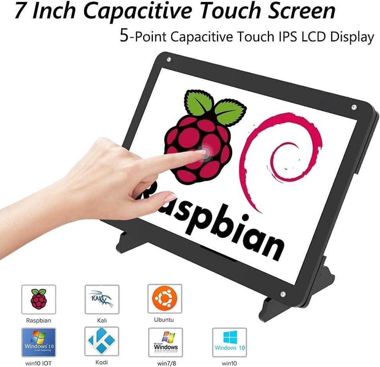 Alt view image 3 of 6 - 7 Inch Touch Screen Monitor for Raspberry Pi, Portable IPS Display HDMI 1024 * 600 Touchscreen with Acrylic Case, Second Monitor for Gaming Consoles/PC/Camera/Win OS
