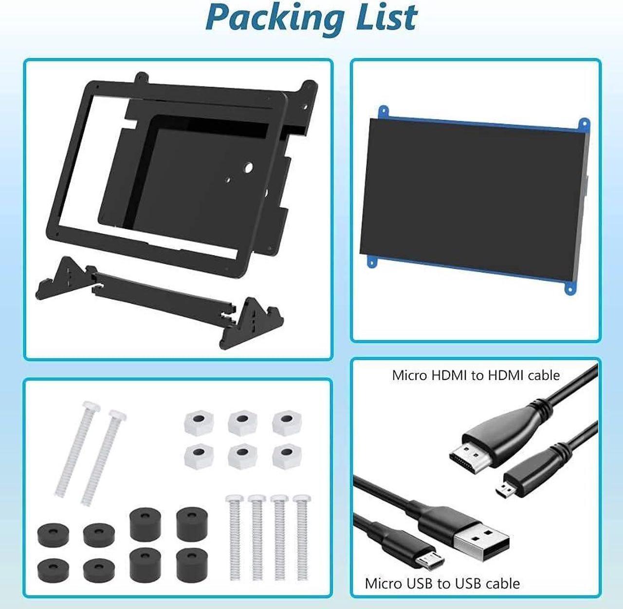 Alt view image 6 of 6 - 7 Inch Touch Screen Monitor for Raspberry Pi, Portable IPS Display HDMI 1024 * 600 Touchscreen with Acrylic Case, Second Monitor for Gaming Consoles/PC/Camera/Win OS