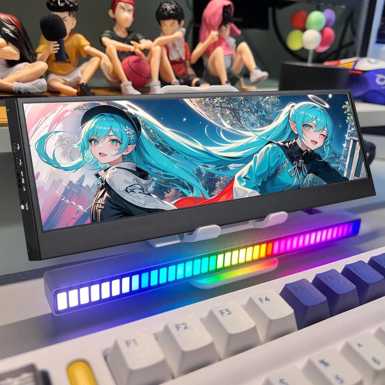 Alt view image 7 of 7 - 14'' 4K UHD IPS 3840x1100 Stretched Bar Touch Screen Display Monitor for Laptop Computer PC Speed Temperature Windows Aida64 CPU GPU HDMI Secondary Monitor for Music Media Timeline Editing