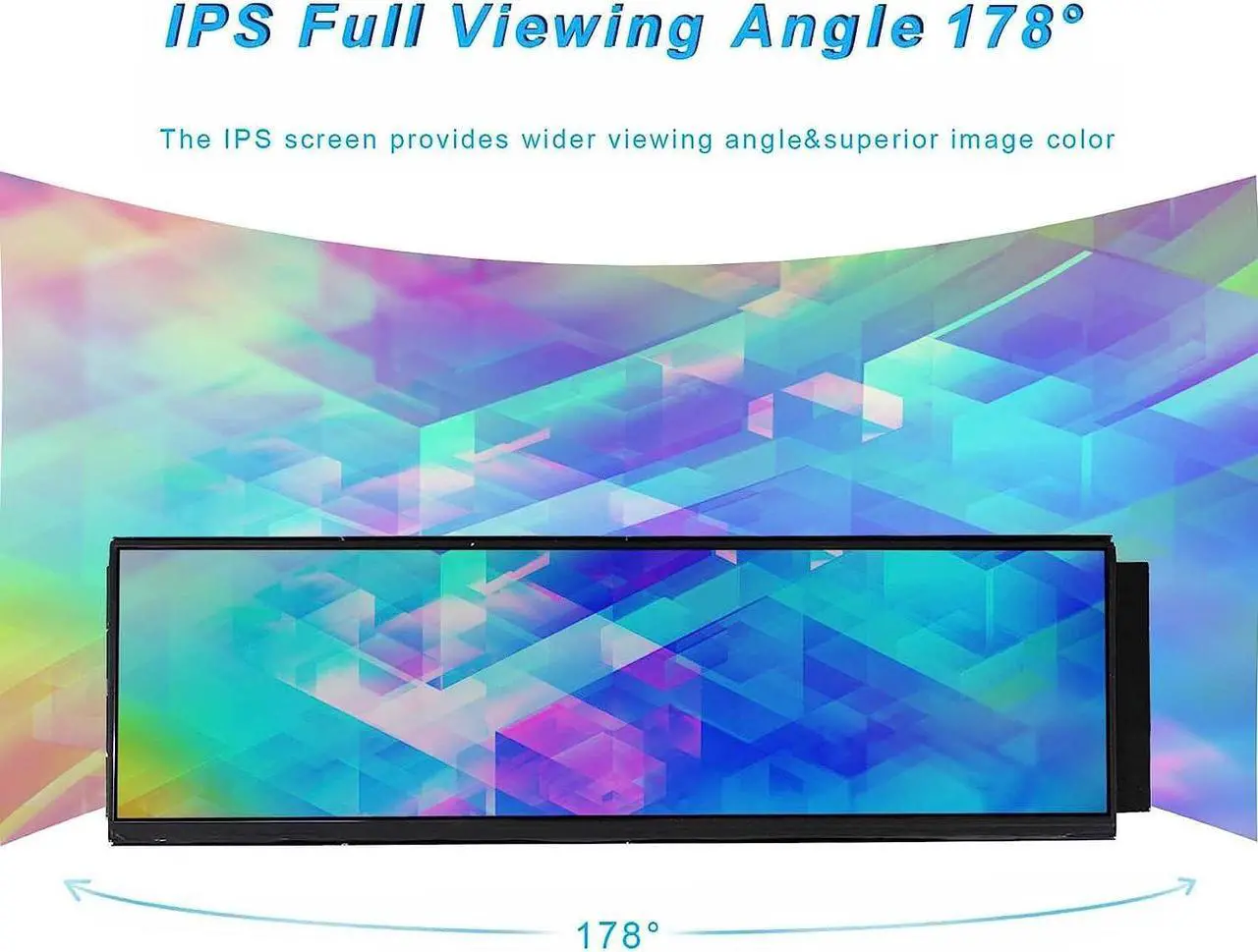 Alt view image 2 of 6 - 12.6 Inch IPS LCD Screen Monitor 1920x515 Display with Mini HD-MI to HD-MI Cable Kit,Fit for DIY Y60 PC Case CPU GPU Secondary Monitor Panel