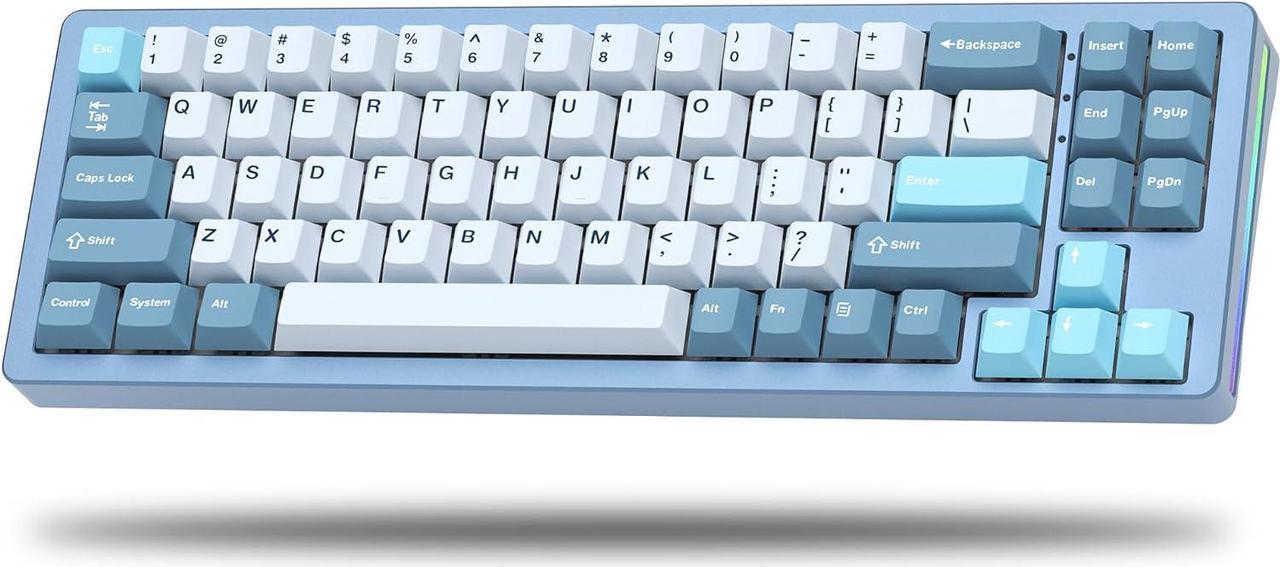 75% Gaming Keyboard, Aluminum Alloy Shell Wireless Mechanical Keyboard Bluetooth/2.4G/Wired Hot Swappable White Jade Switches, Gasket Mounted RGB Creamy Keyboard for Mac/Win, Blue