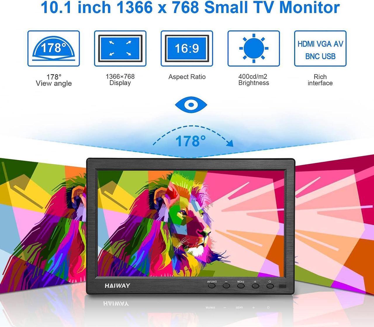 Alt view image 2 of 7 - 10.1 inch Security Monitor, 1366x768 Resolution Small HDMI Monitor Small Portable Monitor with Remote Control with Built-in Dual Speakers HDMI VGA BNC USB Input for Gaming CCTV Raspberry Pi PC