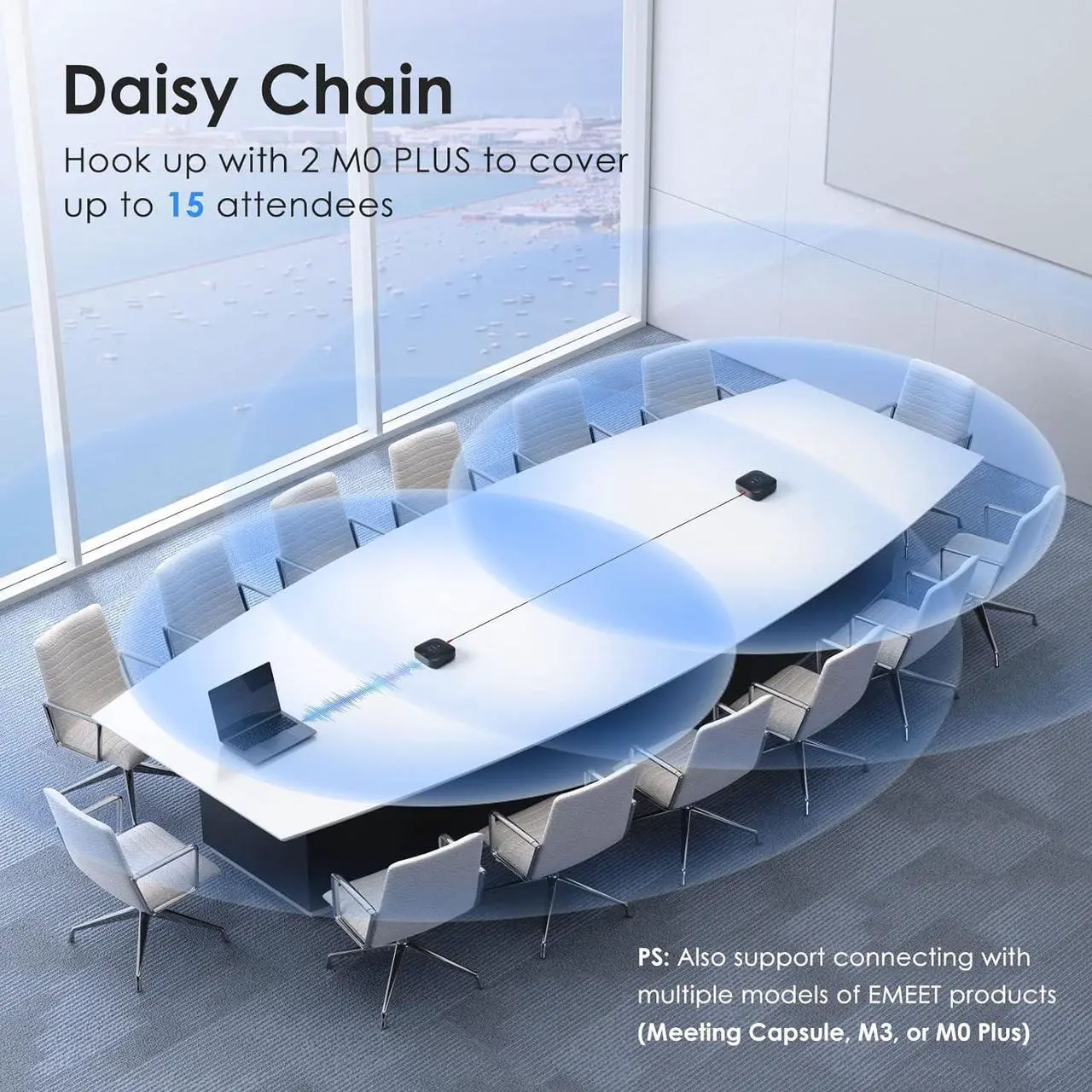 Alt view image 5 of 7 - Bluetooth Conference Speakerphone with 4 Microphones, 360° Voice Pickup, Noise Reduction, USB C, Compatible with Zoom and Teams