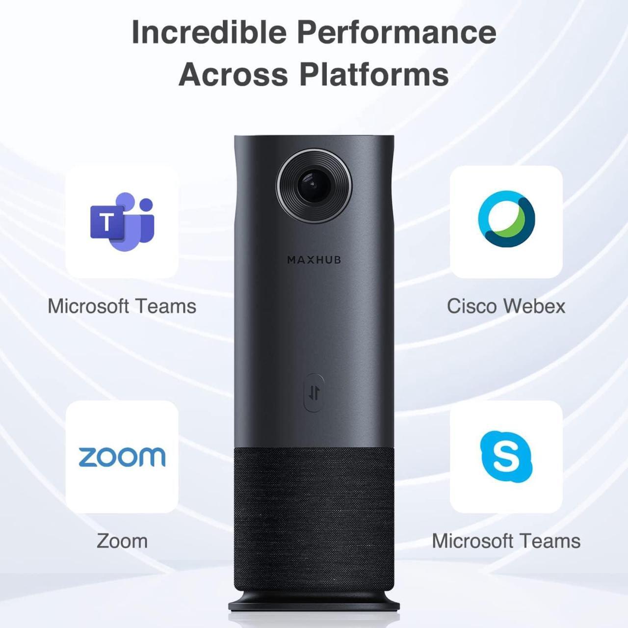 Alt view image 7 of 7 - 360-Degree Smart Video Conference Camera, All-in-One Conference Room Webcam, Video Conferencing System with Microphone and Speaker for Meeting, Auto Speaker Focus & Precise Angle Adjust