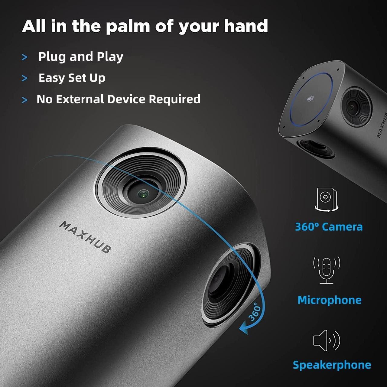 Alt view image 3 of 7 - 360-Degree Smart Video Conference Camera, All-in-One Conference Room Webcam, Video Conferencing System with Microphone and Speaker for Meeting, Auto Speaker Focus & Precise Angle Adjust