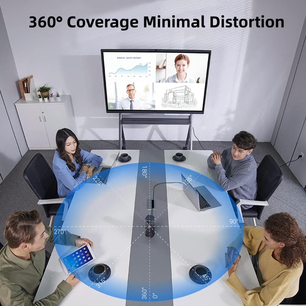 Alt view image 5 of 7 - 360-Degree Smart Video Conference Camera, All-in-One Conference Room Webcam, Video Conferencing System with Microphone and Speaker for Meeting, Auto Speaker Focus & Precise Angle Adjust