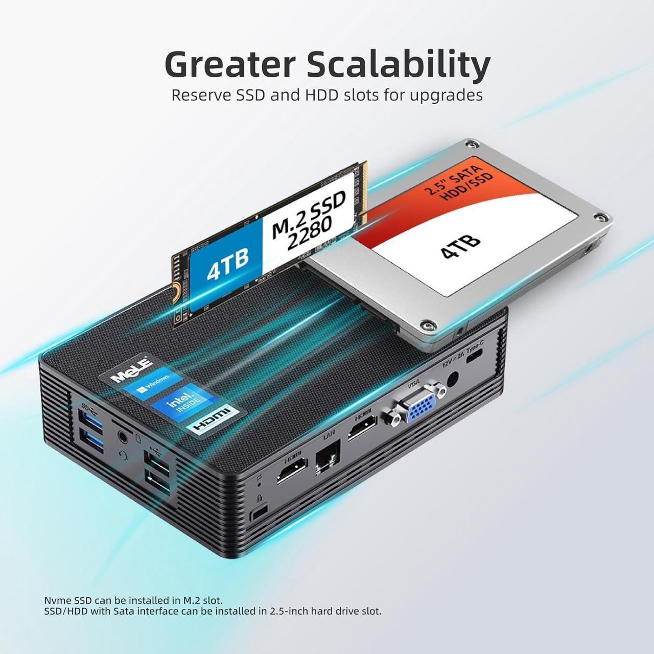 Alt view image 5 of 7 - Fanless Mini PC QuieterHD3 Celeron N5105 16GB 512GB Windows 11 Pro Micro Computer Small Desktop Servers with Gigabit Ethernet WiFi 6 PXE Dual HDMI 4K Unlock BIOS on Industrial Webcast Office