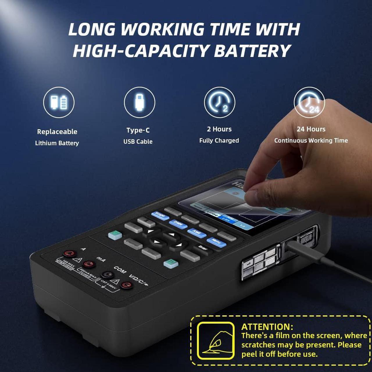 Alt view image 6 of 7 - Handheld Oscilloscope 40MHz Waveform Generator Multimeter 3 in 1 Multifunction Tester 2CH+AFG+DMM Scope