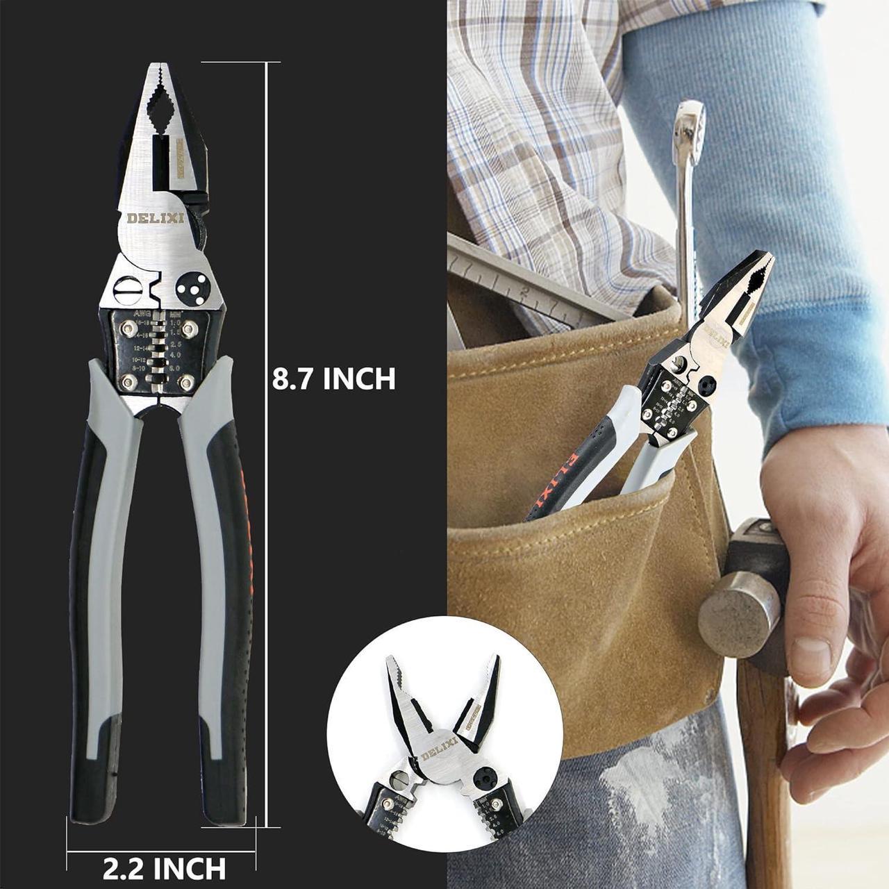 Alt view image 4 of 6 - Multi-Function Linesman Pliers with Sharp Blades,Multi-Function Combination Pliers with Wire separate, Wire winding, Wire Stripper, Crimper,Cutter Function, 9 inch
