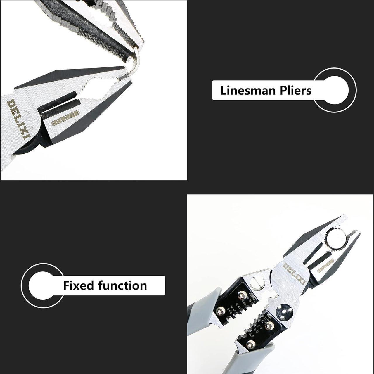 Alt view image 5 of 6 - Multi-Function Linesman Pliers with Sharp Blades,Multi-Function Combination Pliers with Wire separate, Wire winding, Wire Stripper, Crimper,Cutter Function, 9 inch