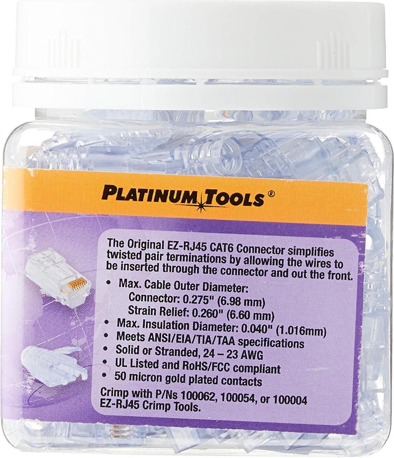Alt view image 2 of 2 - Platinum 202016J EZ-RJ45 Cat 6 Connector and Strain Relief Combo Kit, 50-Pieces