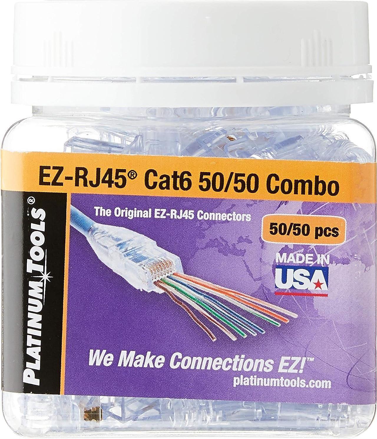 Main image of Platinum 202016J EZ-RJ45 Cat 6 Connector and Strain Relief Combo Kit, 50-Pieces