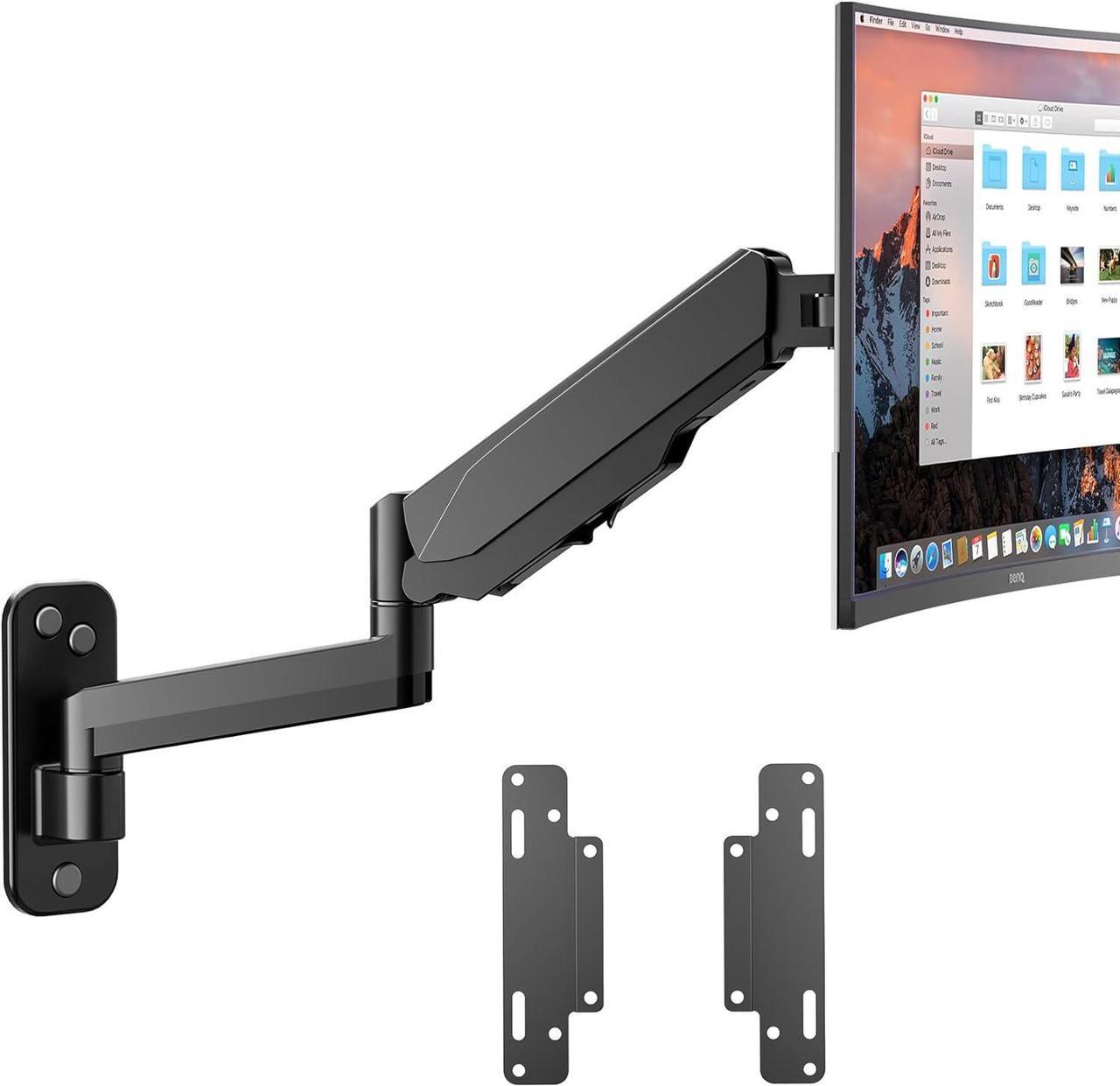 Main image of Monitor Wall Mount, Computer Monitor Wall Mount for 13-35 inch Flat/Curved Screen, Gas Spring Height Adjustable Monitor Mount Wall Arm w/VESA Extension Kit, Max 200x200mm, Holds Max 26.5lbs
