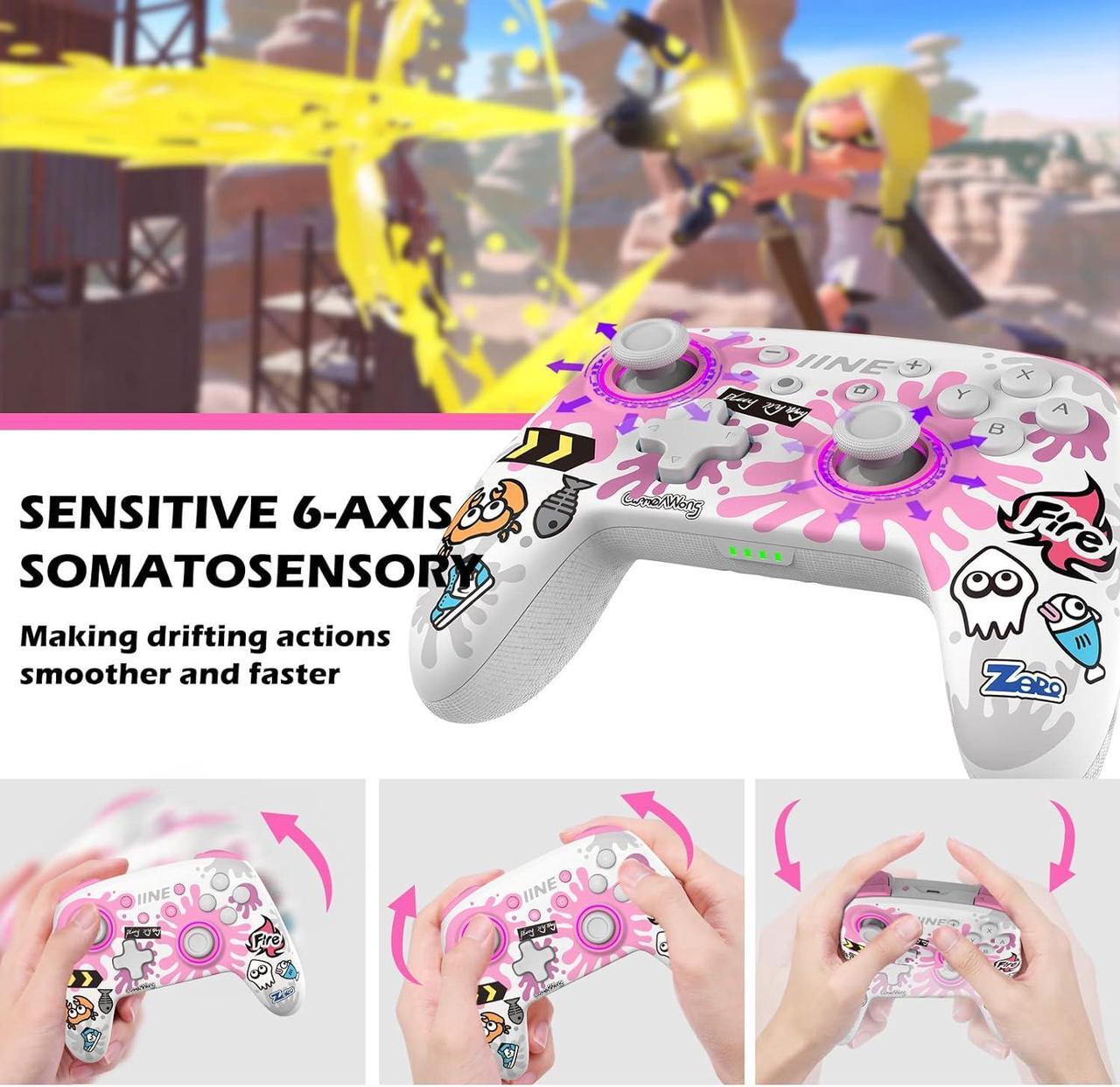 Alt view image 3 of 7 - Wireless Pro Controller Gamepad Compatible with Nintendo Switch/Oled, Support NFC with Wake Up, Dual Motion and TURBO Function