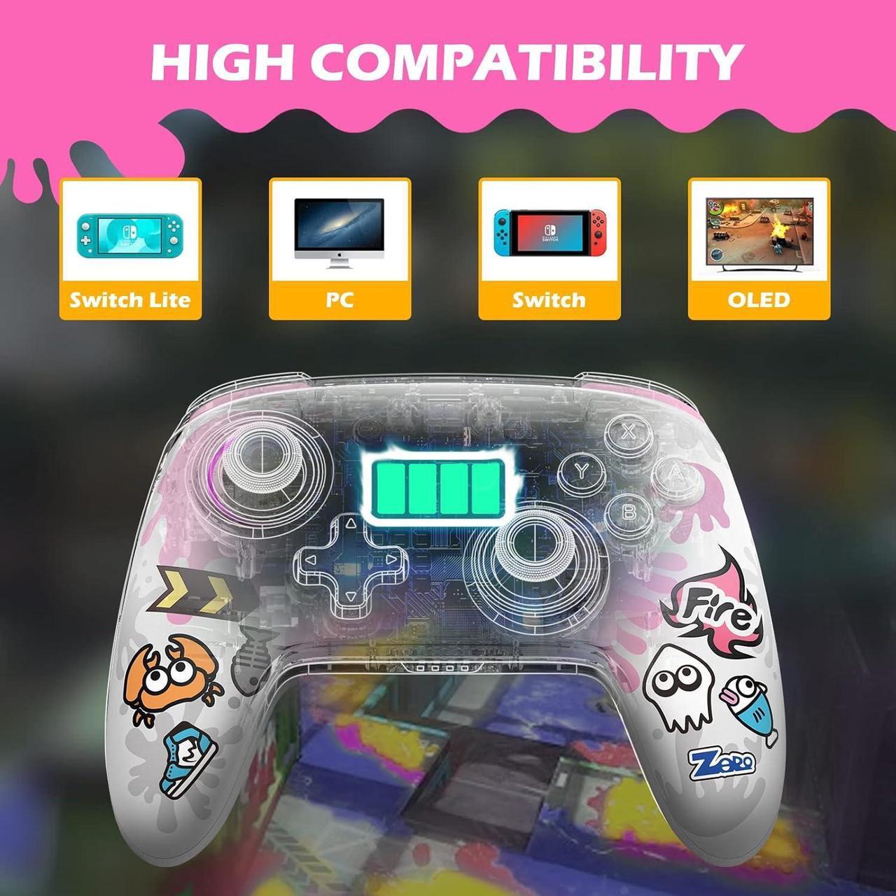 Alt view image 6 of 7 - Wireless Pro Controller Gamepad Compatible with Nintendo Switch/Oled, Support NFC with Wake Up, Dual Motion and TURBO Function