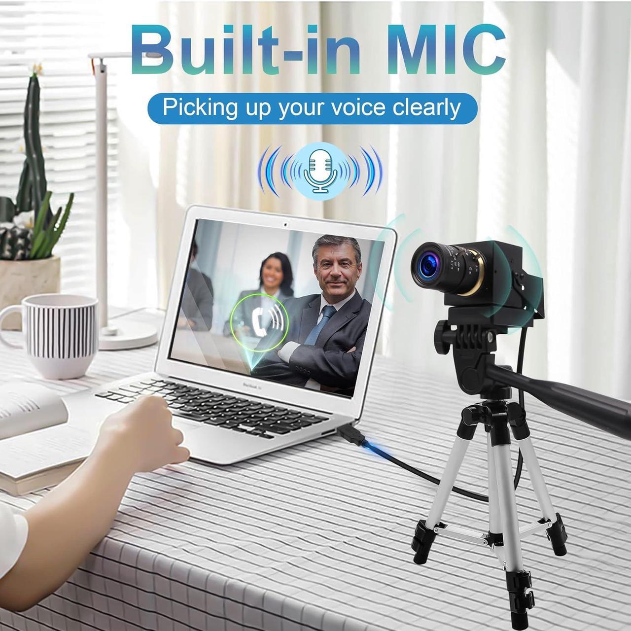 Alt view image 4 of 7 - 4K USB Camera with Microphone Manual Zoom Webcam 5-50mm Variable Focus PC Camera for Computer Mini UVC USB2.0 Web Camera IMX317 Varifocal Audio Video USB with Camera 8mp Vari-focus Close-up Camera