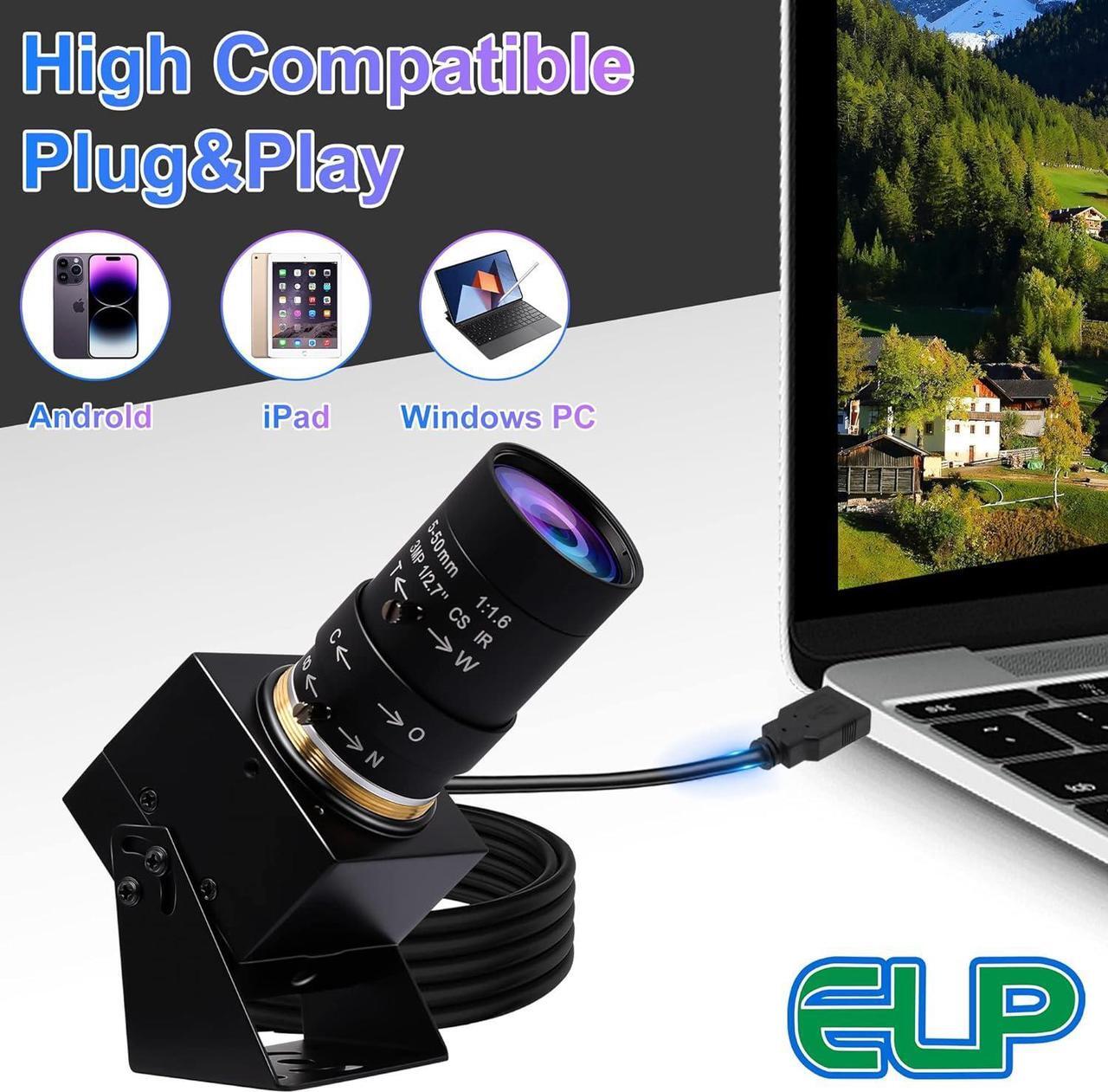 Alt view image 7 of 7 - 4K USB Camera with Microphone Manual Zoom Webcam 5-50mm Variable Focus PC Camera for Computer Mini UVC USB2.0 Web Camera IMX317 Varifocal Audio Video USB with Camera 8mp Vari-focus Close-up Camera