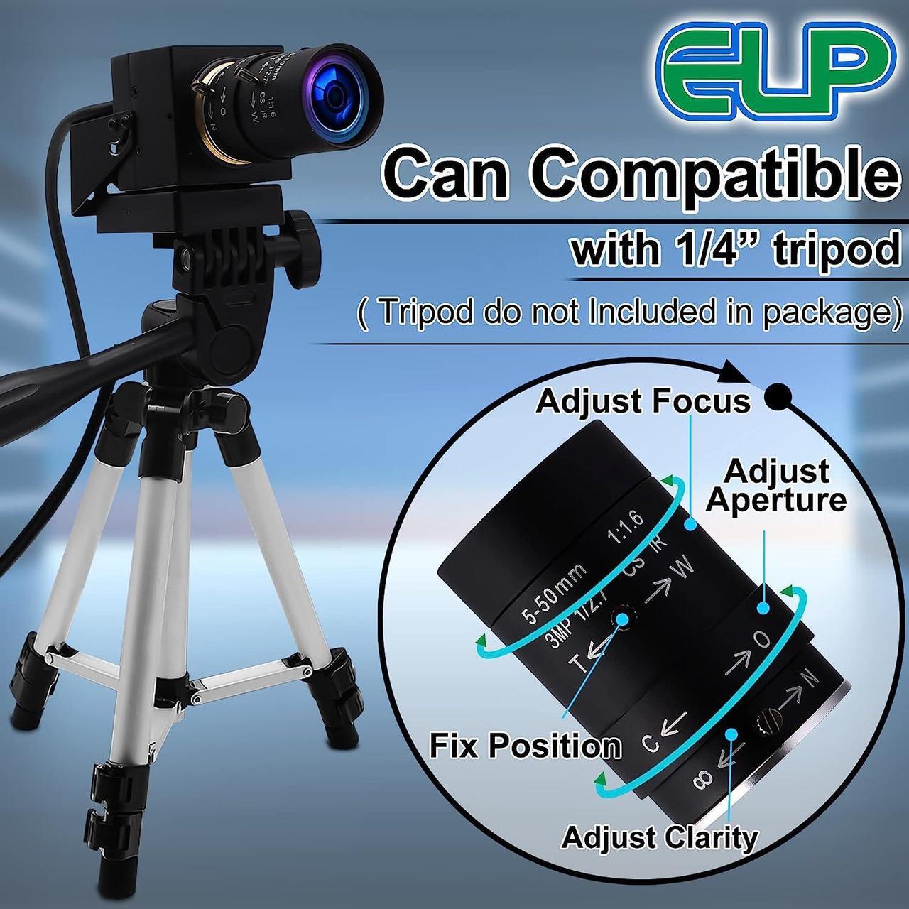 Alt view image 5 of 7 - 4K USB Camera with Microphone Manual Zoom Webcam 5-50mm Variable Focus PC Camera for Computer Mini UVC USB2.0 Web Camera IMX317 Varifocal Audio Video USB with Camera 8mp Vari-focus Close-up Camera