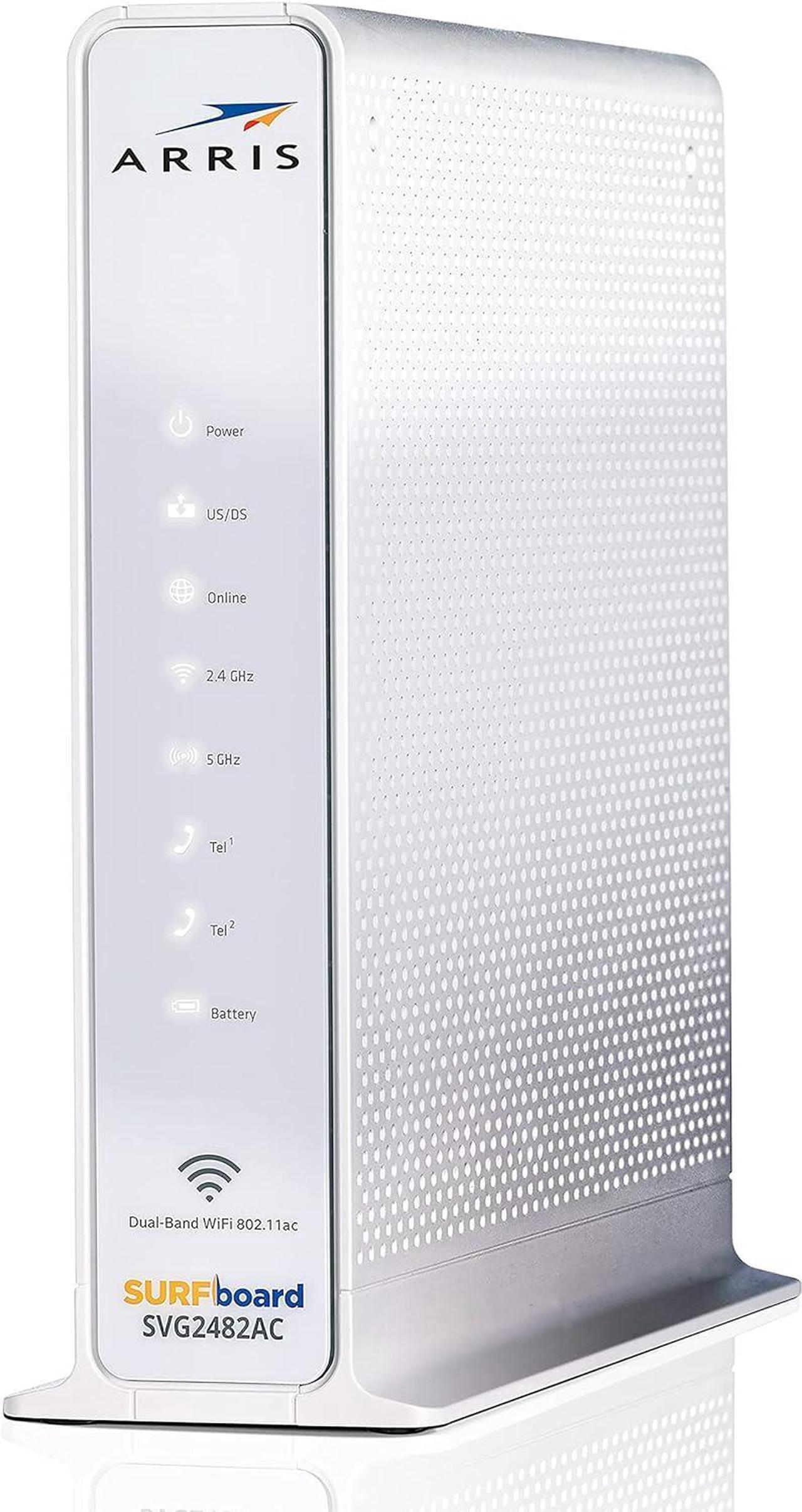 Main image of ARRIS SURFboard SVG2482AC DOCSIS 3.0 Cable Modem & AC2350 Wi-Fi Router , Comcast Xfinity Internet & Voice , Four 1 Gbps Ports , 2 Telephony Ports for Digital Voice , Up to 800 Mbps