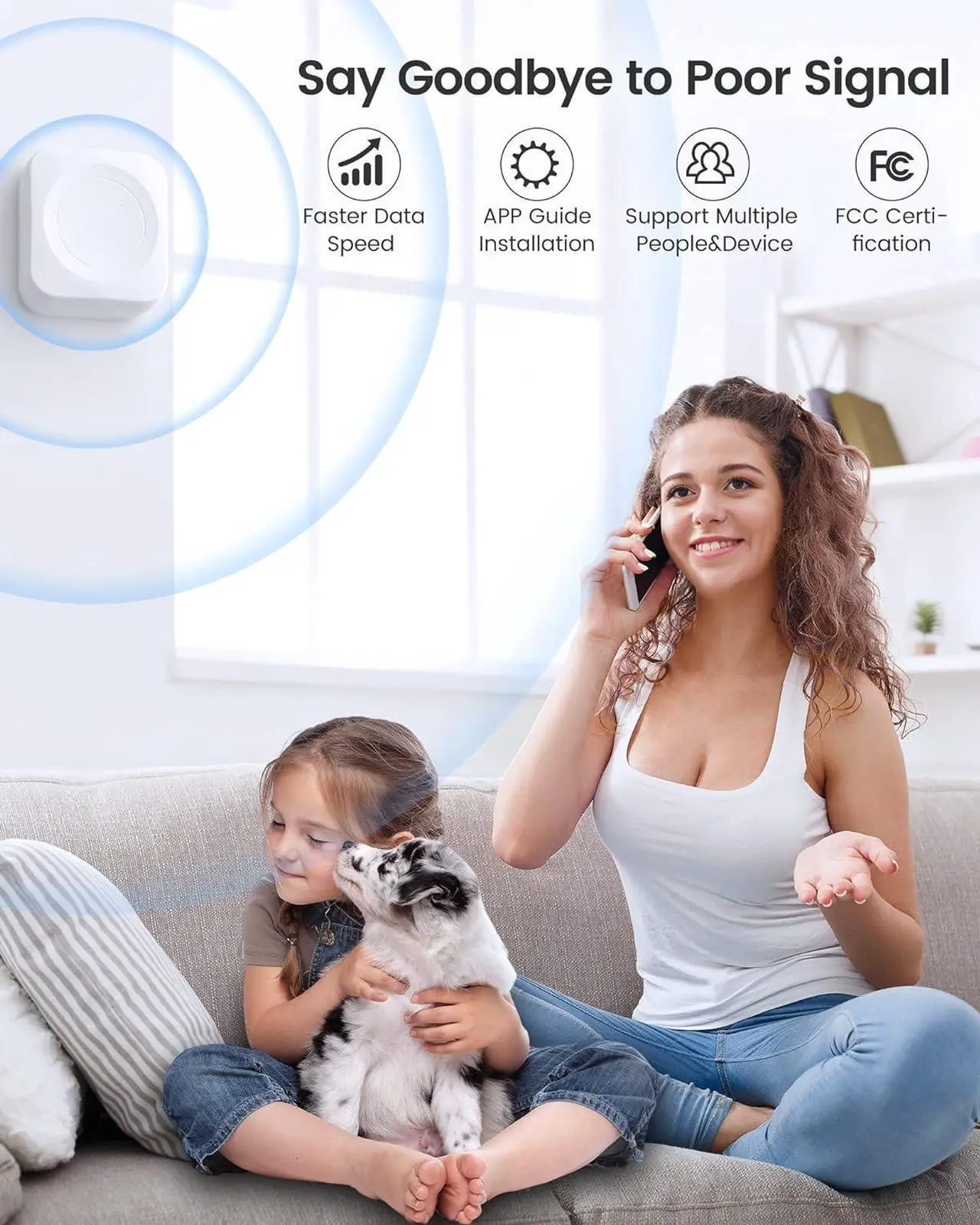 Alt view image 3 of 7 - Cell Phone Booster for Home, Up to 2,000 sq ft, All US Carriers - Verizon, AT&T, T-Mobile, Sprint & More, Cell Signal Booster Boosts 5G/4G LTE, FCC Approved