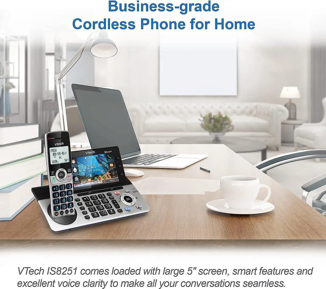 Alt view image 2 of 7 - VTech Business Grade 5-Handset Cordless Phone for Home Office, 5" Color Display, Programmable Short Cut Keys, Smart Call Blocking, Answering System,Bluetooth Connect to Cell