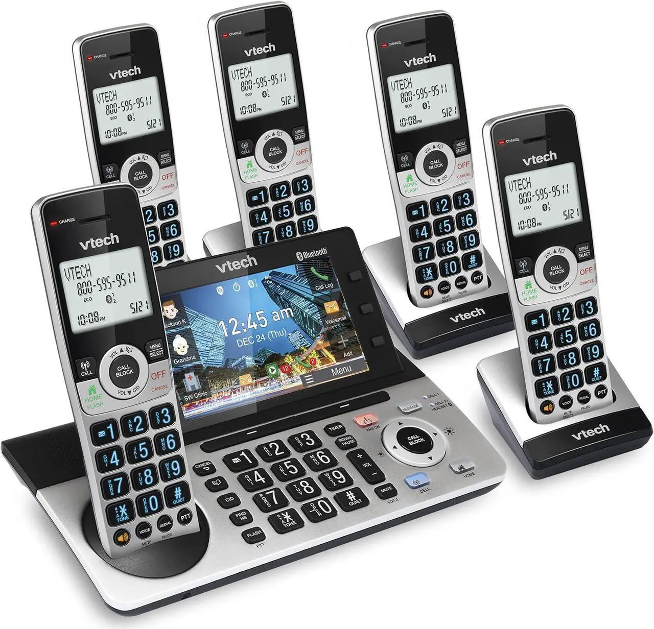 Main image of VTech Business Grade 5-Handset Cordless Phone for Home Office, 5" Color Display, Programmable Short Cut Keys, Smart Call Blocking, Answering System,Bluetooth Connect to Cell
