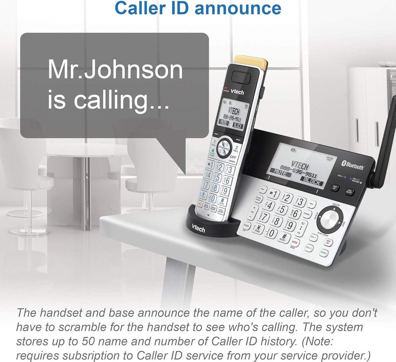 Alt view image 6 of 7 - VTech Super Long Range 3 Handset DECT 6.0 Cordless Phone for Home with Answering Machine, 2300 ft Range, Call Blocking, Bluetooth, Headset Jack, Power Backup, Intercom, Expandable to 12 HS