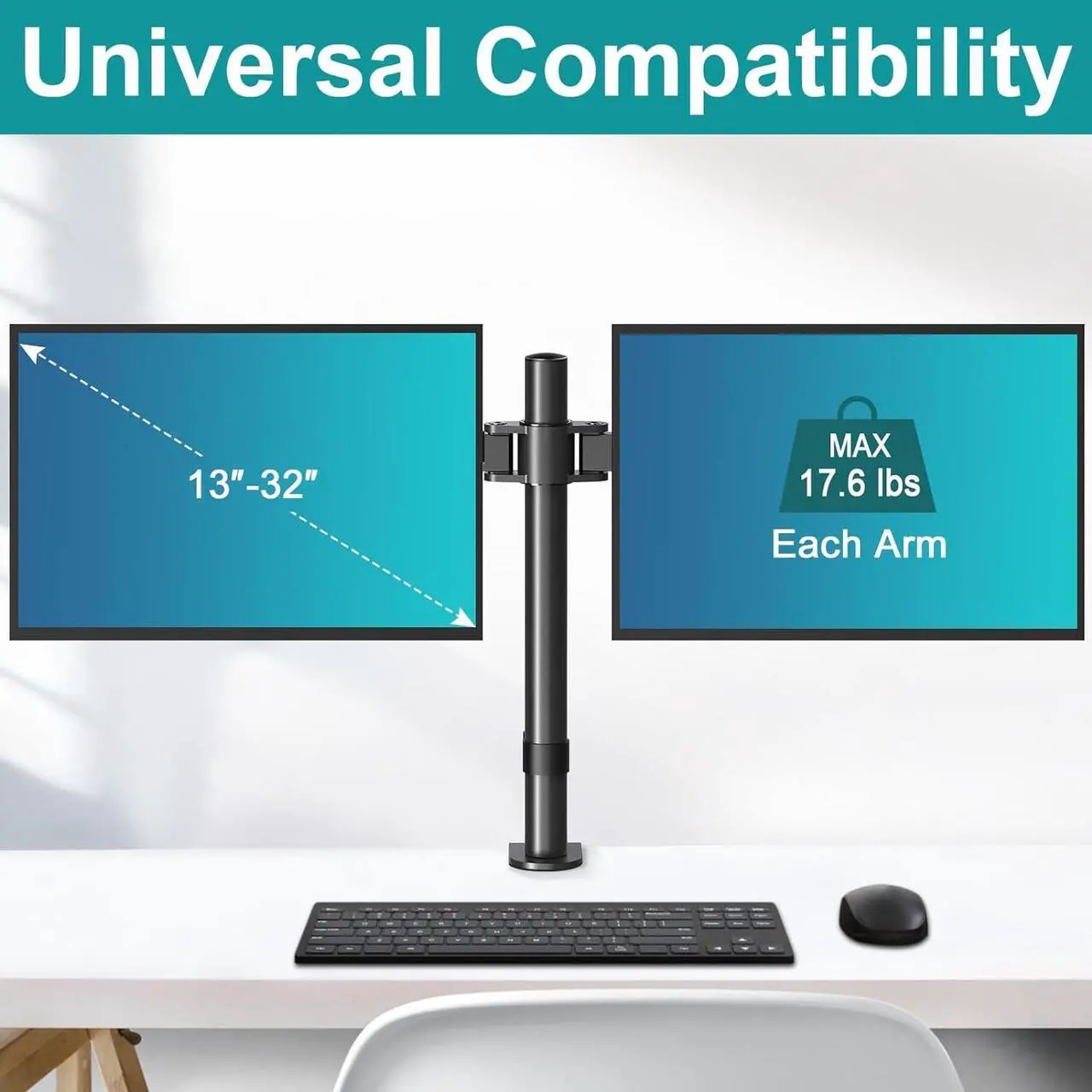 Alt view image 2 of 7 - Dual Monitor Mount Fits 13-32 Inch/17.6lbs LCD Screen, Computer Monitor Desk Mount, Articulating Monitor Arm, Height Adjustable Monitor Stand for 2 Monitors, VESA Mount 75x75/100x100mm