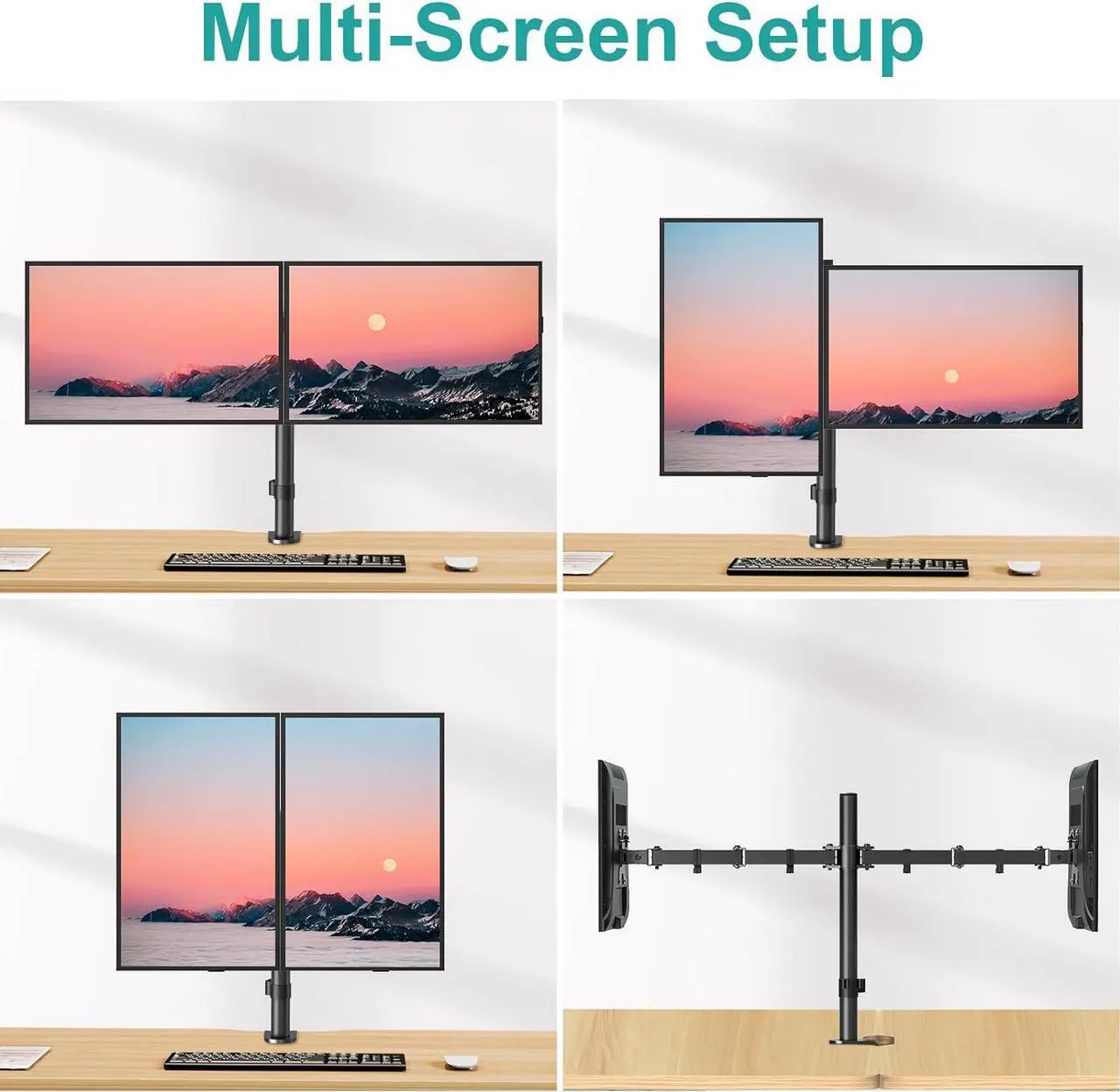 Alt view image 3 of 7 - Dual Monitor Mount Fits 13-32 Inch/17.6lbs LCD Screen, Computer Monitor Desk Mount, Articulating Monitor Arm, Height Adjustable Monitor Stand for 2 Monitors, VESA Mount 75x75/100x100mm