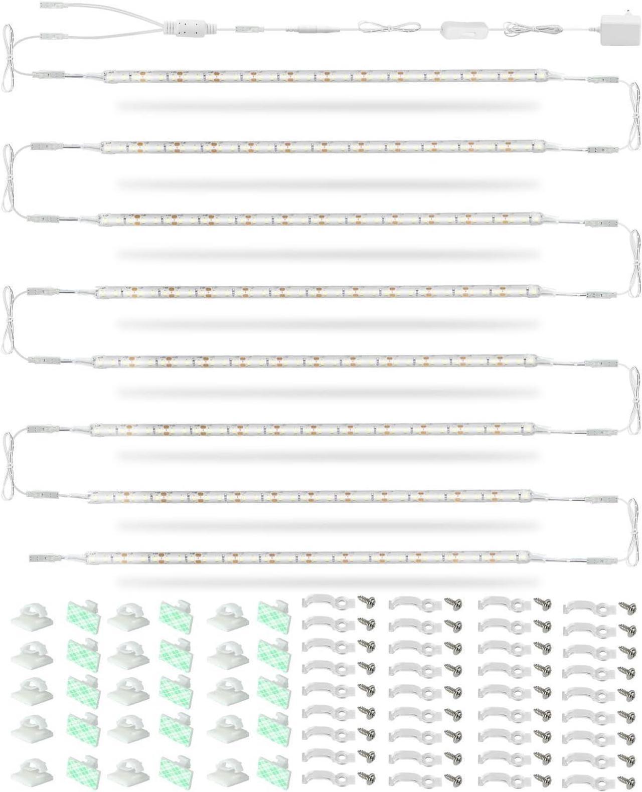 Main image of LED Under Shelf Lighting Kit, (8) Linkable 12-Inch Light Strips Set, 20W 2000lm Daylight White, Flexible & Durable for Bookcases, Cabinets, Pantries, Showcase, Closet (Cool White)