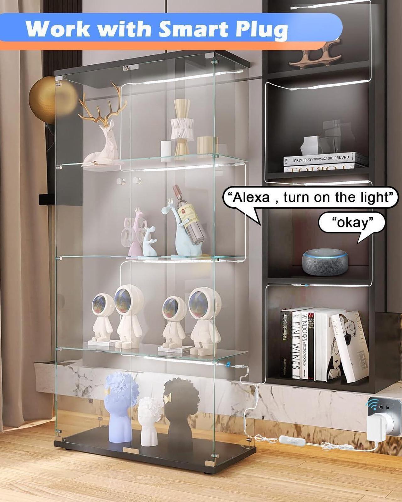 Alt view image 3 of 7 - LED Under Shelf Lighting Kit, (8) Linkable 12-Inch Light Strips Set, 20W 2000lm Daylight White, Flexible & Durable for Bookcases, Cabinets, Pantries, Showcase, Closet (Cool White)