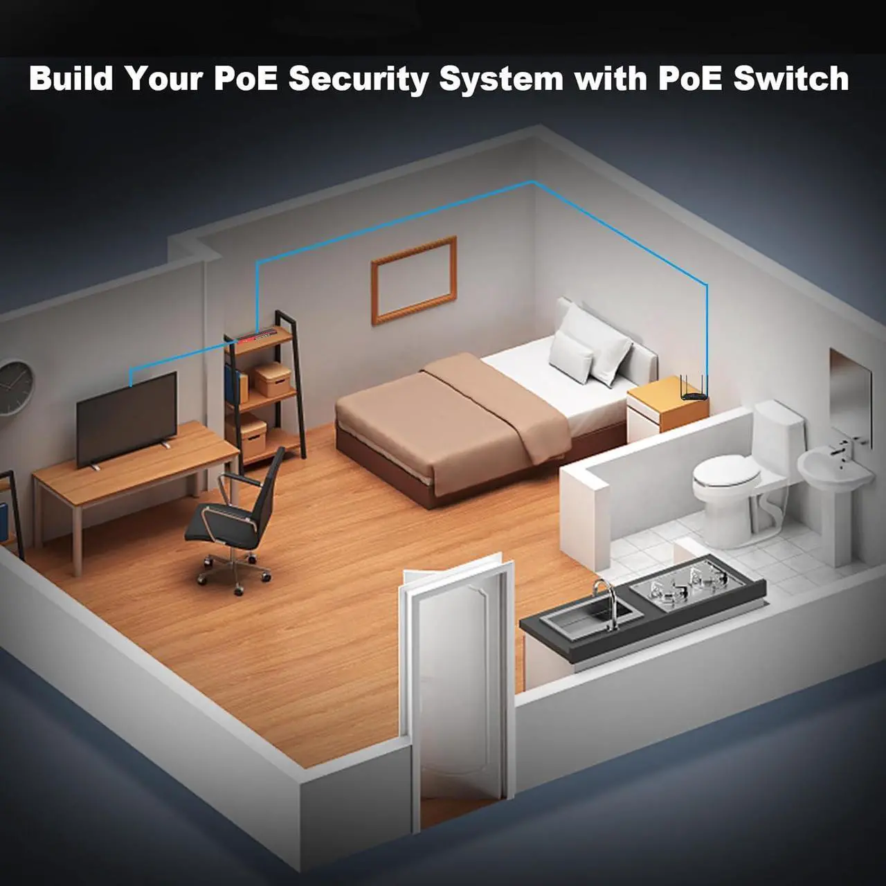 Alt view image 6 of 7 - 20 Ports PoE Gigabit Ethernet Network Switch, 16 Gigabit Base-T Ports with 2 Gigabit Uplink Ports+2 SFP Slot Gigabit, Gigabit Network Ethernet Switch, Desktop/ Wall-Mount, VLAN Mode