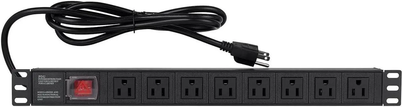 Main image of 19" 1U Rack Mount PDU Power Strips 8 Outlet Mountable Power Strip, Wall Mount Outlet Power Strip Heavy Duty, Wide Spaced 15A 125V 1875W, 6 FT SJT 14AWG Power Cord (6FT) (8 Outlet)