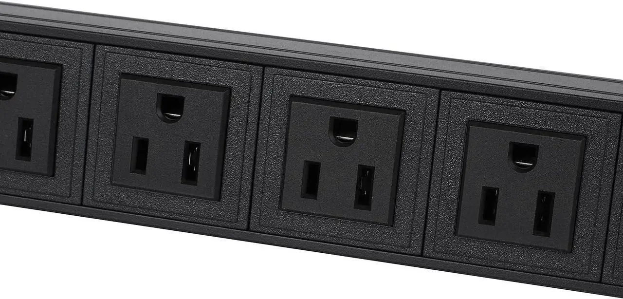 Alt view image 2 of 5 - 19" 1U Rack Mount PDU Power Strips 8 Outlet Mountable Power Strip, Wall Mount Outlet Power Strip Heavy Duty, Wide Spaced 15A 125V 1875W, 6 FT SJT 14AWG Power Cord (6FT) (8 Outlet)