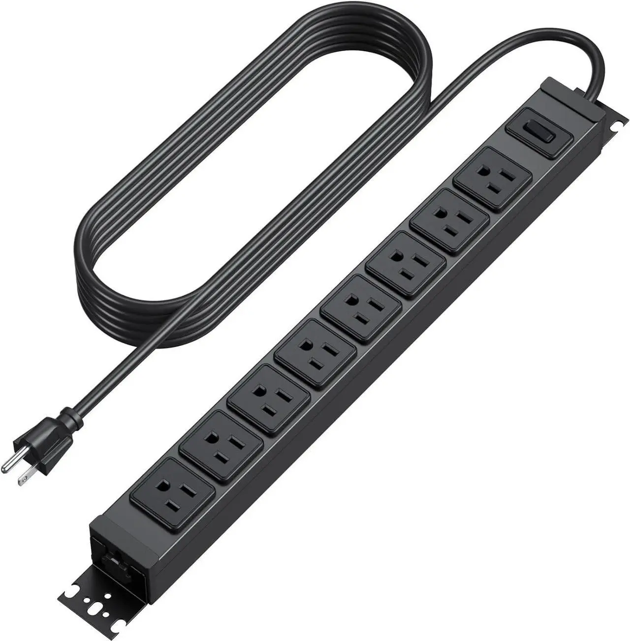 Main image of Metal 360° Rotating Mountable Power Strip, 8 Outlet Gaming Table Mounted Outlet Strip, Heavy Duty Wall Mount Surge Protector with Switch, 15A 125V 1875W, 6ft Power Cord.(Black)