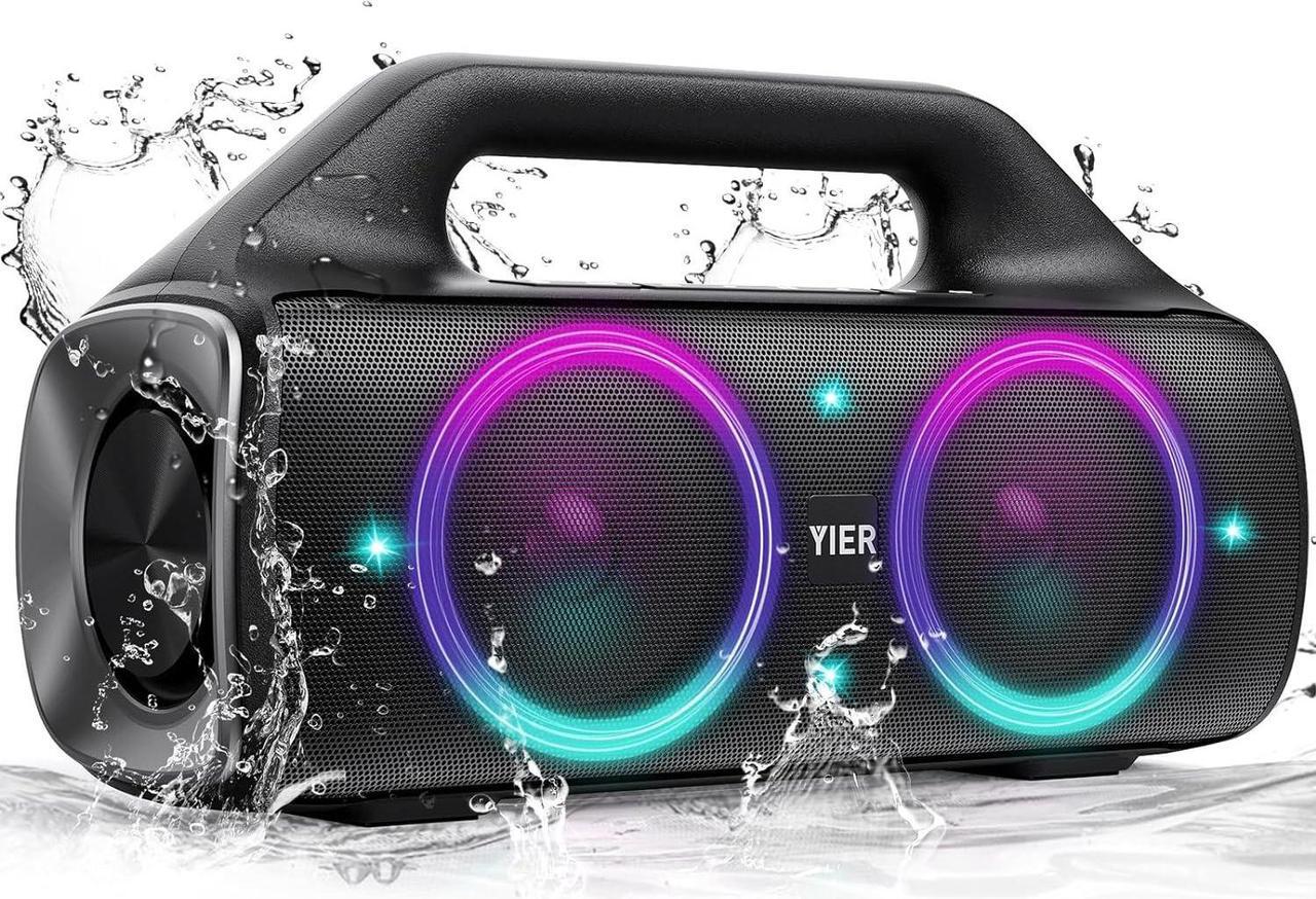 Main image of Portable Bluetooth Speakers, 80W Peak Wireless Outdoor Speaker with Subwoofer, Deep Bass, IP67 Waterproof, 100dB Loud Party Speakers for Camping, Beach, Garage