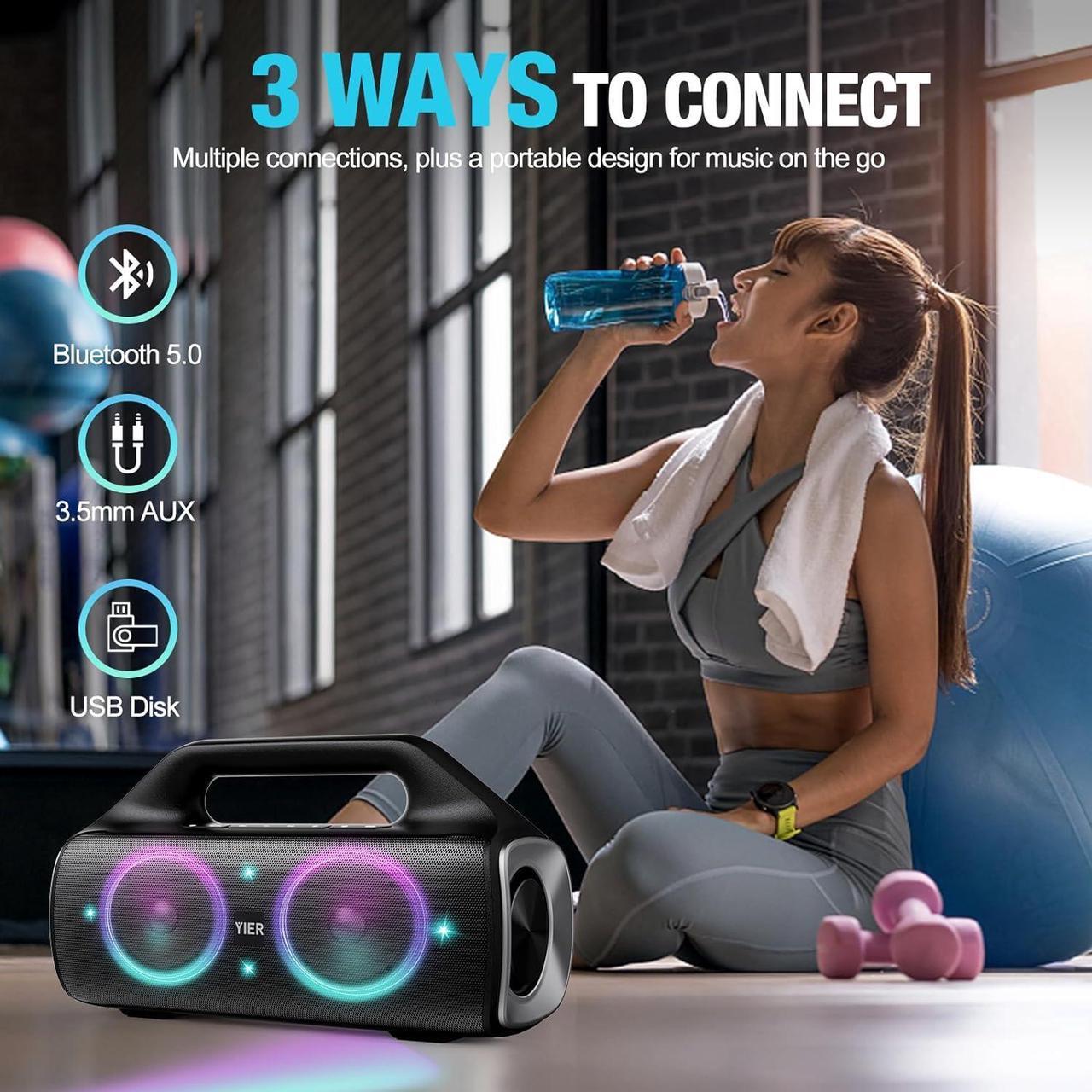 Alt view image 5 of 7 - Portable Bluetooth Speakers, 80W Peak Wireless Outdoor Speaker with Subwoofer, Deep Bass, IP67 Waterproof, 100dB Loud Party Speakers for Camping, Beach, Garage