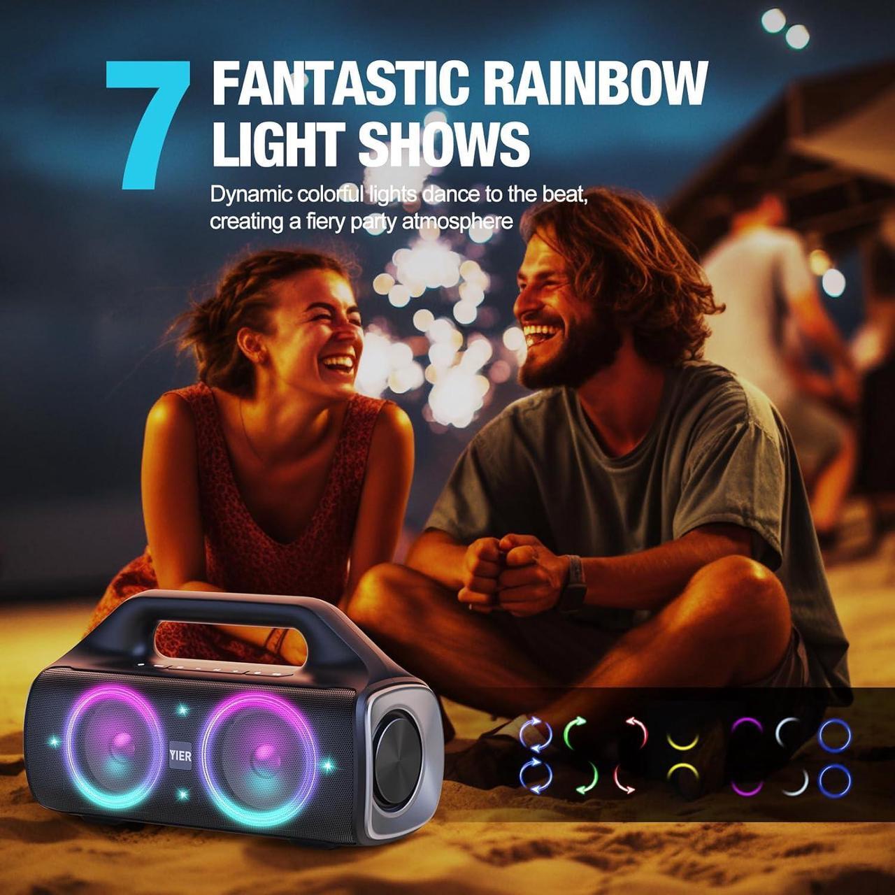 Alt view image 4 of 7 - Portable Bluetooth Speakers, 80W Peak Wireless Outdoor Speaker with Subwoofer, Deep Bass, IP67 Waterproof, 100dB Loud Party Speakers for Camping, Beach, Garage
