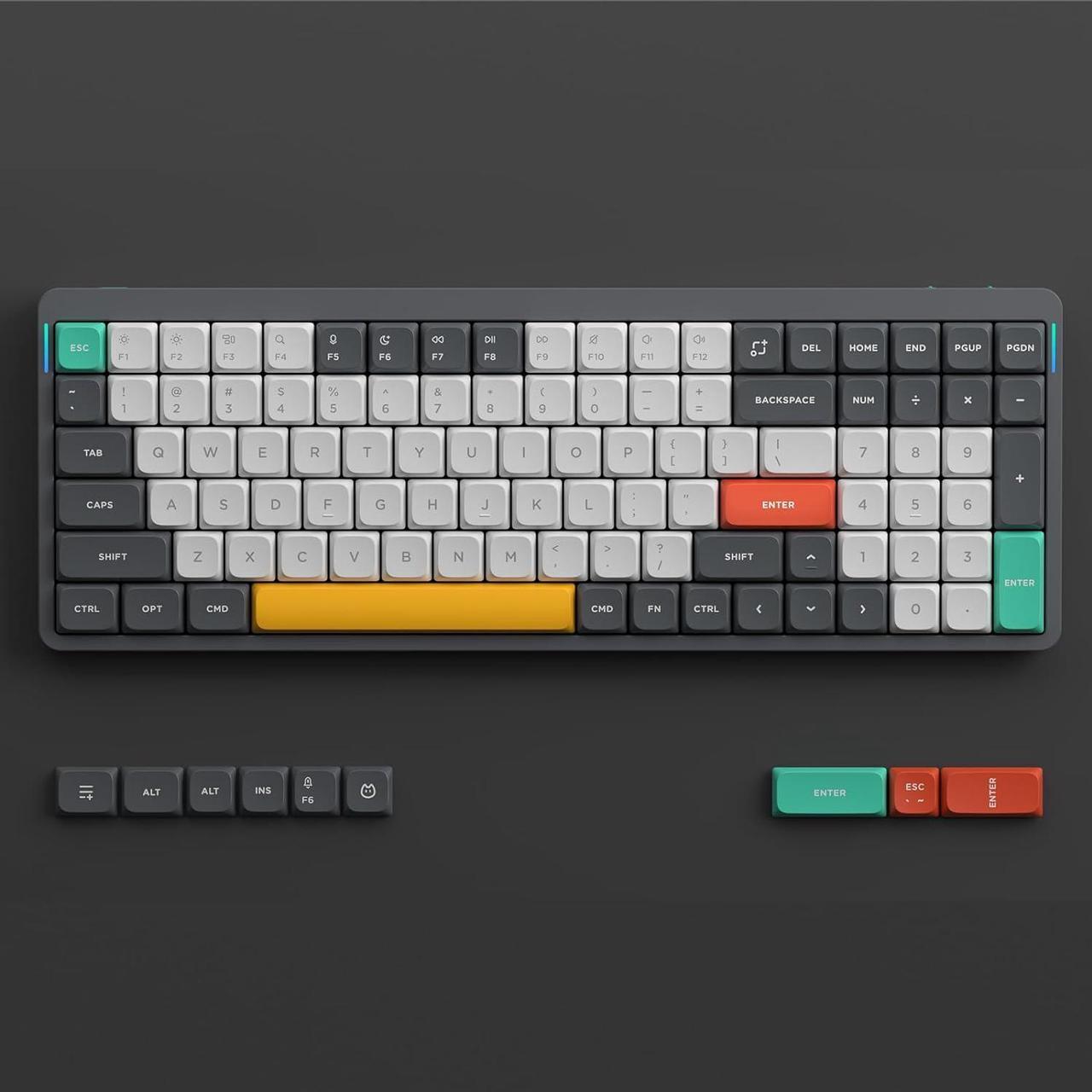 Alt view image 5 of 7 - NUPHY Air96 V2 Wireless Mechanical Keyboard,100 Keys RGB Backlit Keyboard,Supports Bluetooth 5.1,2.4G and Wired Connection,for PC/Laptop/Windows/Mac - Grey Gateron Wisteria Switch