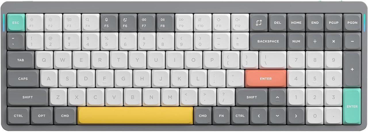 Main image of NUPHY Air96 V2 Wireless Mechanical Keyboard,100 Keys RGB Backlit Keyboard,Supports Bluetooth 5.1,2.4G and Wired Connection,for PC/Laptop/Windows/Mac - Grey Gateron Wisteria Switch