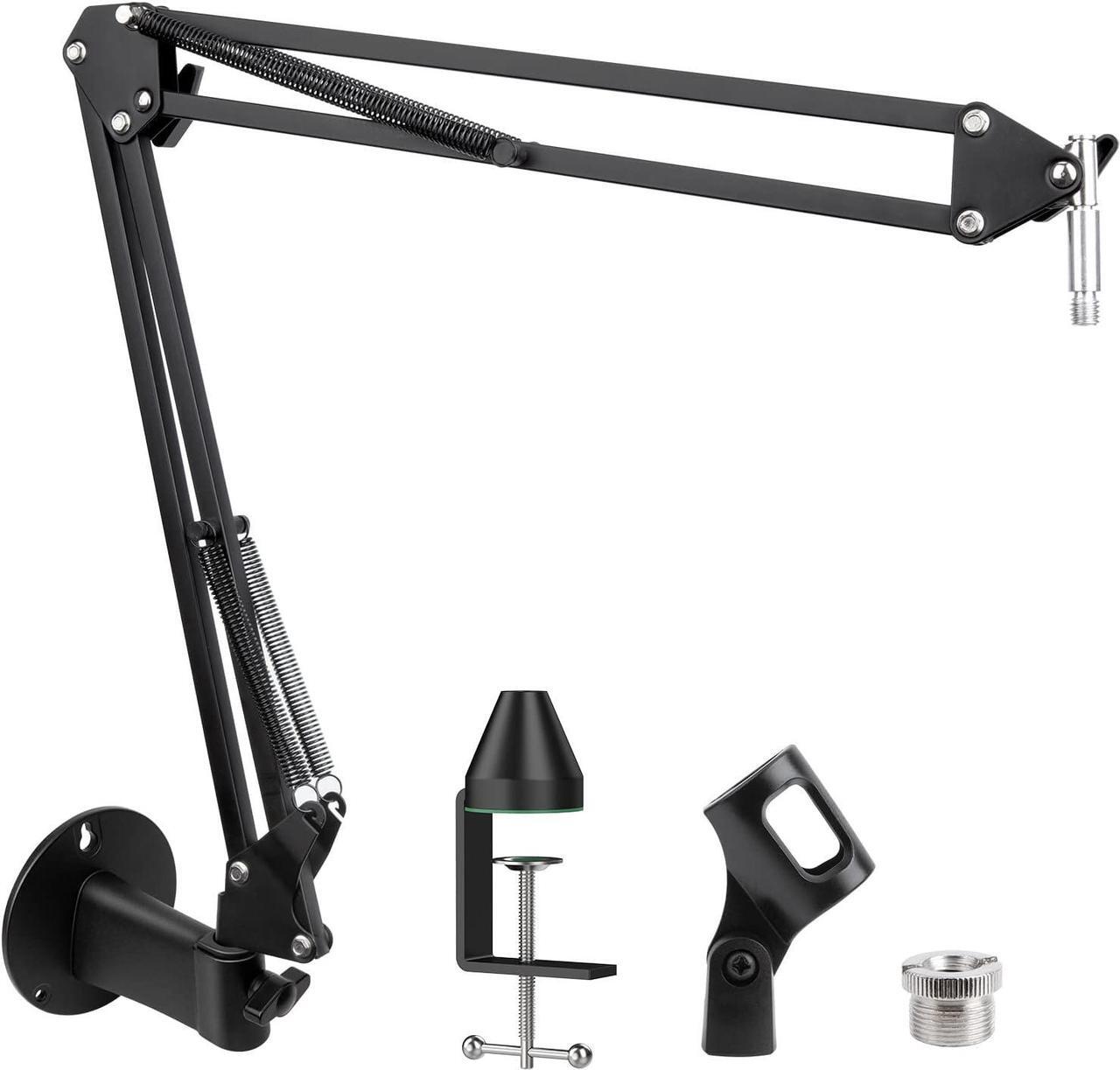 Main image of Microphone Wall Mount and Metal Table Mounting Clamp, Universal Microphone Boom Arm Stand Compatible with HyperX QuadCast, Blue Yeti, Blue Snowball, Shure SM58 Microphone