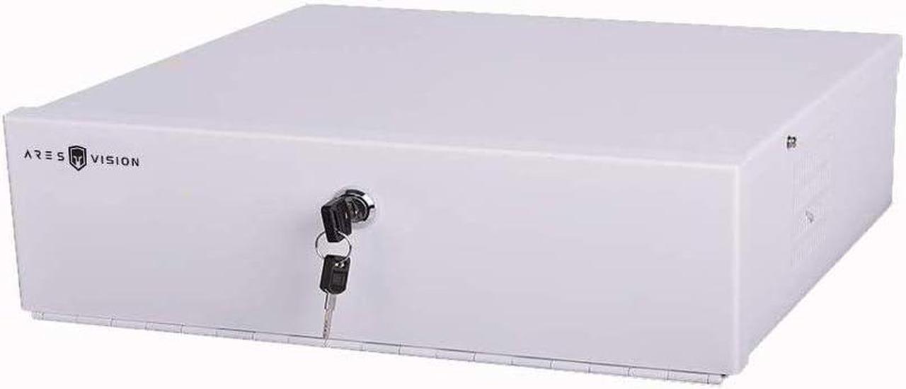 Main image of Heavy Duty Steel 18" x 18" x 5" DVR/PC Security Lock box with 16 Gauge steel walls, and Exhaust Fan, Great electonics lock box for stores, gyms, classrooms, and any public place White