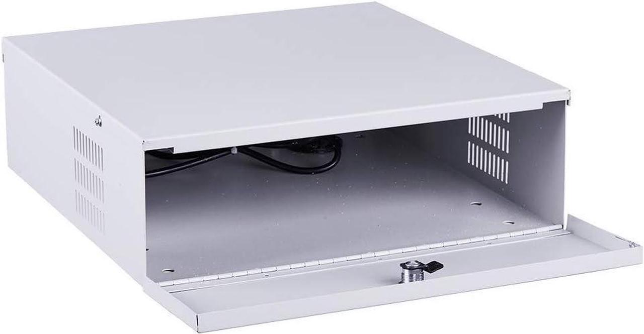 Alt view image 3 of 7 - Heavy Duty Steel 18" x 18" x 5" DVR/PC Security Lock box with 16 Gauge steel walls, and Exhaust Fan, Great electonics lock box for stores, gyms, classrooms, and any public place White