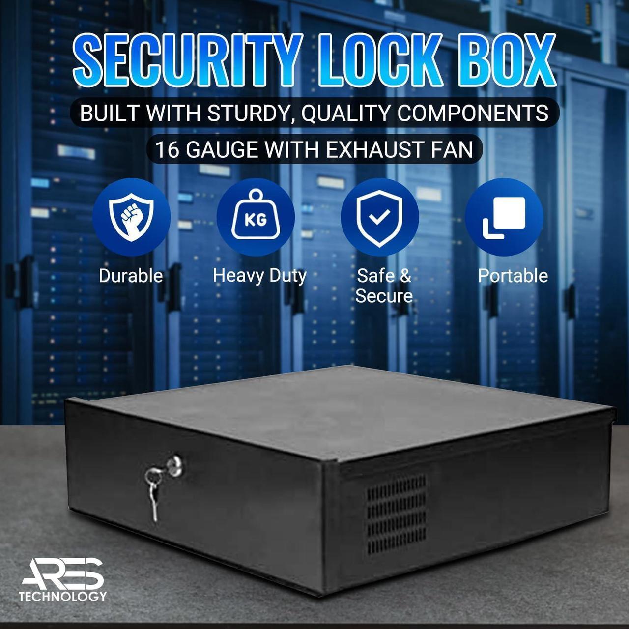 Alt view image 5 of 7 - Heavy Duty Steel 18" x 18" x 5" DVR/PC Security Lock box with 16 Gauge steel walls, and Exhaust Fan, Great electonics lock box for stores, gyms, classrooms, and any public place White