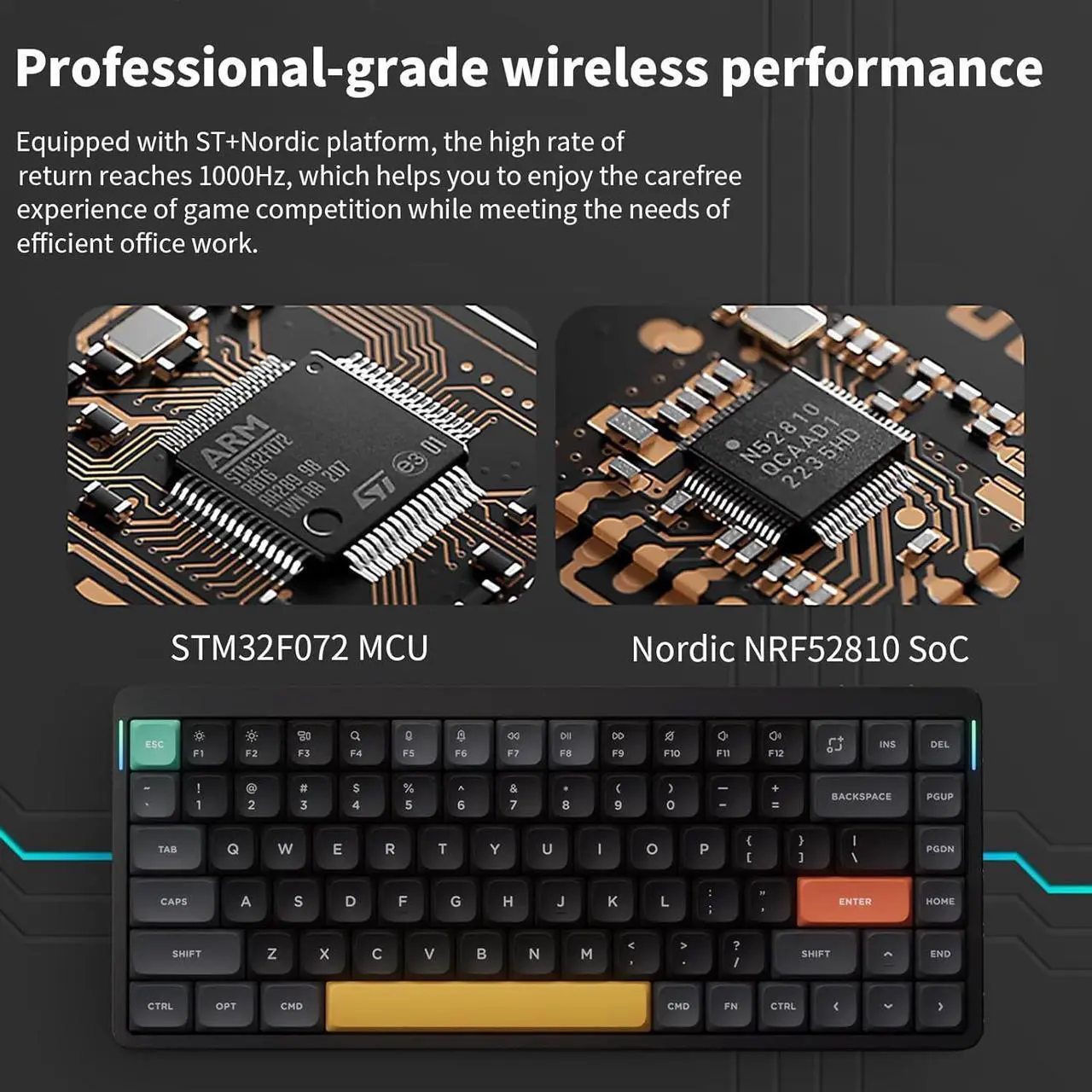 Alt view image 4 of 7 - NUPHY Air75 V2 Portable 75% Mechanical Keyboard,Wireless Keyboard,Supports Bluetooth/2.4G/USB-C RGB Bluetooth Keyboards,Compatible with Windows/Mac OS/Linux Systems- Black - Gateron Aloe Switch