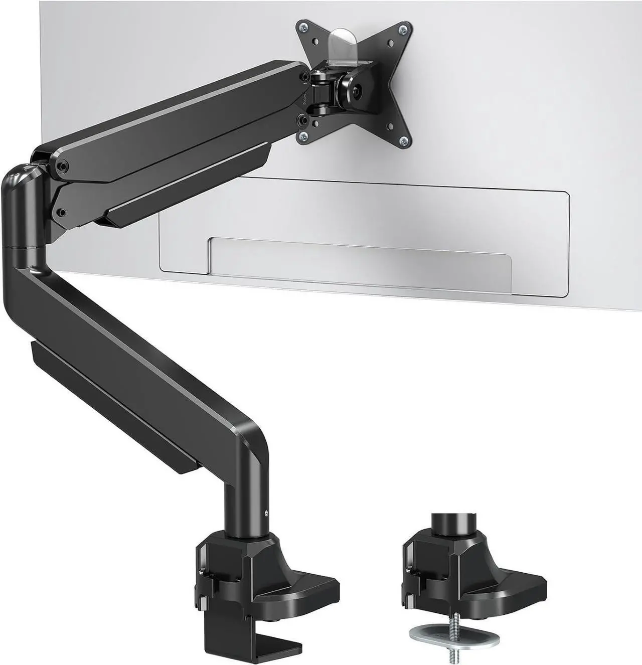 Main image of Single Monitor Mount fits 17''-43'' Ultrawide Screen, Holds 6.6-33lbs, Computer Monitor Arm Desk Mount, Heavy Duty Gas Spring Monitor Stand for Flat/Curved Screen, with C-clamp/Grommet Base